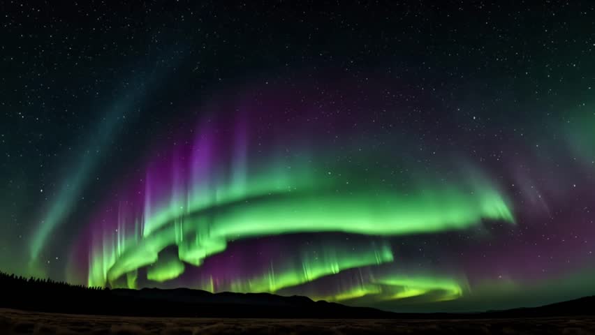 The aurora borealis is calming and enchanting, with soft greens and purples drifting across the night sky