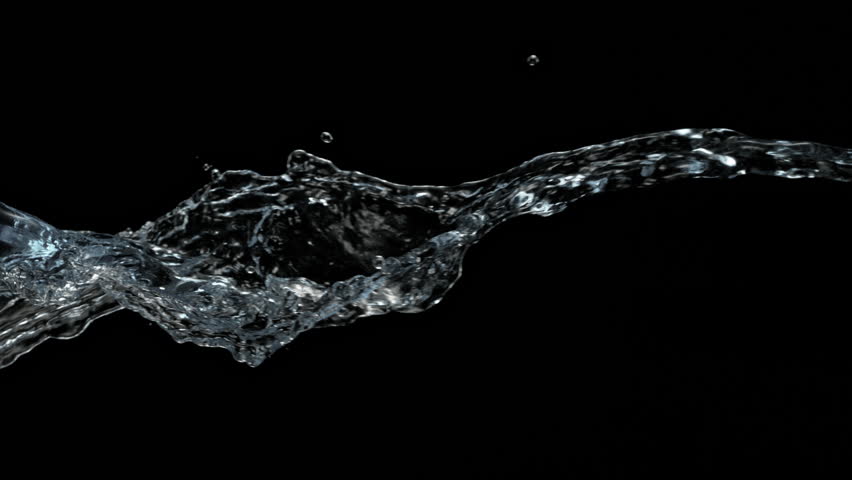 Super Slow Motion Splashing Water Isolated on Black Background at 1000fps.