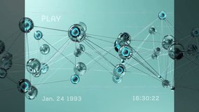 Animation of futuristic network nodes with date and time overlay in school. Technology, data, connectivity, digital, innovation, advancement - Powered by Shutterstock - Get 15% off with code: PIKWIZARD15