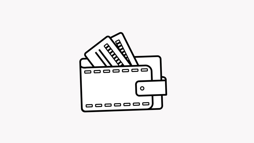 An animated wallet with credit cards, ideal for illustrating financial services, e-wallets, and mobile banking