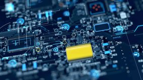 Glowing blue circuit board with microchip close-up animation. Detailed blue circuit board patterns. chip set future technology with circuit animation. - Powered by Shutterstock - Get 15% off with code: PIKWIZARD15