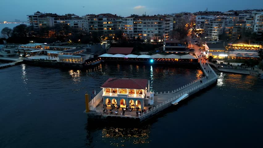 Aerial view of the pier with the library in Moda district, Kadikoy, Istanbul, Turkey