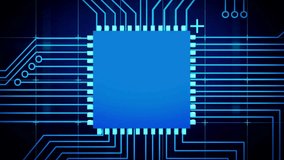 Animation of blue light trails moving over computer circuit board. High technology circuit board animation with glowing blue lines. technology design. - Powered by Shutterstock - Get 15% off with code: PIKWIZARD15