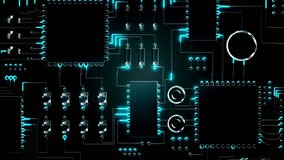 Animation of blue light trails moving over computer circuit board. High technology circuit board animation with glowing blue lines. technology design. - Powered by Shutterstock - Get 15% off with code: PIKWIZARD15