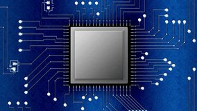 Animation of blue light trails moving over computer circuit board. High technology circuit board animation with glowing blue lines. technology design. - Powered by Shutterstock - Get 15% off with code: PIKWIZARD15