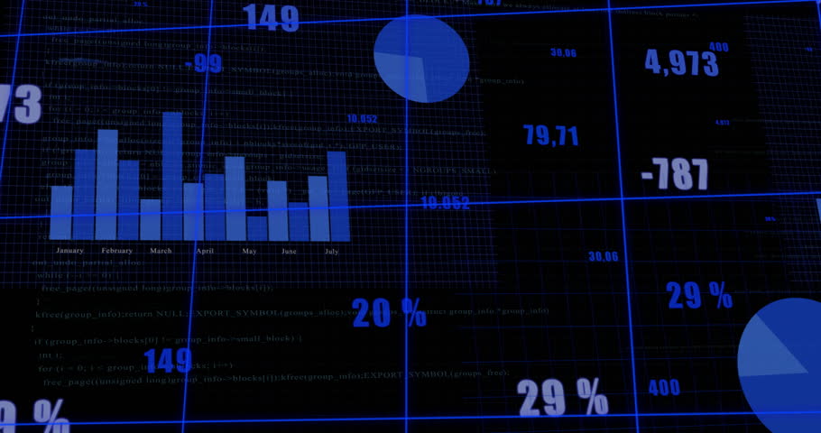 Animation showing social media notifications and analytics on digital grid background. technology, network, communication, information, data, virtual