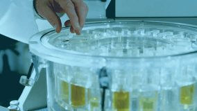 Processing data animation over world map in laboratory setting with scientists. Technology, innovation, analysis, research, global, science - Powered by Shutterstock - Get 15% off with code: PIKWIZARD15