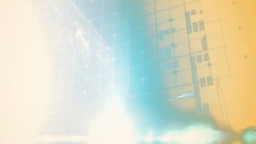 Hand holding digital globe with airplane and wind turbines animation. Sustainability, technology, innovation, renewable, environmental, transportation - Powered by Shutterstock - Get 15% off with code: PIKWIZARD15