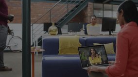 Working on laptops in modern office, people using digital data animation interface. Technology, innovation, teamwork, collaboration, analytics, productivity - Powered by Shutterstock - Get 15% off with code: PIKWIZARD15