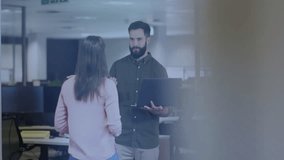 In office, business professionals discussing data visualization on digital interface screen. teamwork, collaboration, technology, data analysis, innovation, presentation - Powered by Shutterstock - Get 15% off with code: PIKWIZARD15