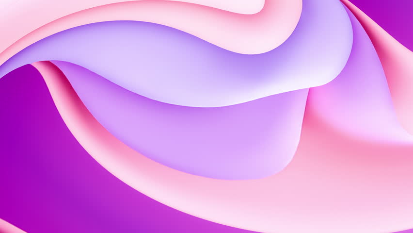 Soft pastel abstract waves animation with seamless looping in shades of pink, purple, and white smooth flowing layers with a silky texture. Minimalist, elegant, and dreamy aesthetic with gentle curves