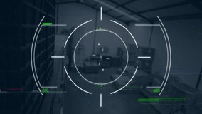 Animation overlaying warehouse shelves and boxes with digital targeting interface. Logistics, technology, supply chain, innovation, inventory, tracking - Powered by Shutterstock - Get 15% off with code: PIKWIZARD15