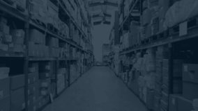 Data analytics and graphs overlaying storage shelves in warehouse aisle. Logistics, inventory, technology, supply chain, distribution, efficiency - Powered by Shutterstock - Get 15% off with code: PIKWIZARD15
