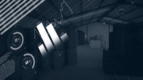 Animation of abstract geometric shapes and data charts in industrial warehouse setting. visualization, technology, futuristic - Powered by Shutterstock - Get 15% off with code: PIKWIZARD15