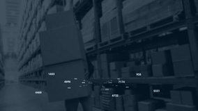 Carrying boxes in warehouse, person viewing animation overlay for data analysis. Logistics, inventory, analytics, technology, distribution, operations - Powered by Shutterstock - Get 15% off with code: PIKWIZARD15