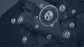 In warehouse, business professional processing data with network connections animation. Logistics, technology, analytics, digital - Powered by Shutterstock - Get 15% off with code: PIKWIZARD15