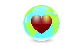 Heart beating inside the planet earth, promoting love for environment and global unity, on a white background. Animated video in seamless loop - Powered by Shutterstock - Get 15% off with code: PIKWIZARD15