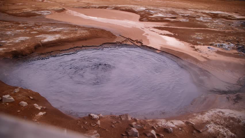 Bubbling Mud Pool in Hverir Geothermal Area Iceland