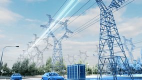 Smart Technology Power Grids Energy High Voltage Direct Current (HVDC) transmission line conversion between virtual and real - Powered by Shutterstock - Get 15% off with code: PIKWIZARD15