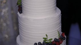Beautiful wedding cake at wedding, slow motion video, wedding cake details - Powered by Shutterstock - Get 15% off with code: PIKWIZARD15