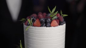 Beautiful wedding cake at wedding, slow motion video, wedding cake details - Powered by Shutterstock - Get 15% off with code: PIKWIZARD15