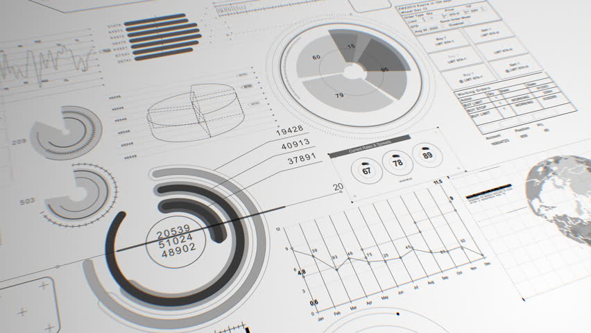 Stock Market Digital Display Illustration, White Background. Growing Charts, Diagrams, Bars and Graphs Beautiful 3d Animation. Financial and Economic Figures Abstract Information Business Concept 4k. 