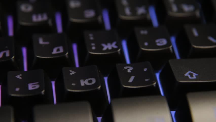 Mechanical gaming keyboard keys with RGB backlit keys, close-up