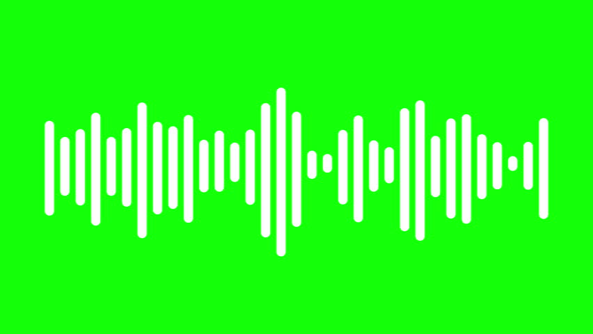 White sound wave animation on chroma key background