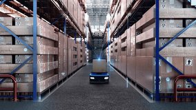 Smart Logistics Center Intelligent Warehouse Responsible Storage Logistics Technology Transformation between virtual and real 3D animation - Powered by Shutterstock - Get 15% off with code: PIKWIZARD15