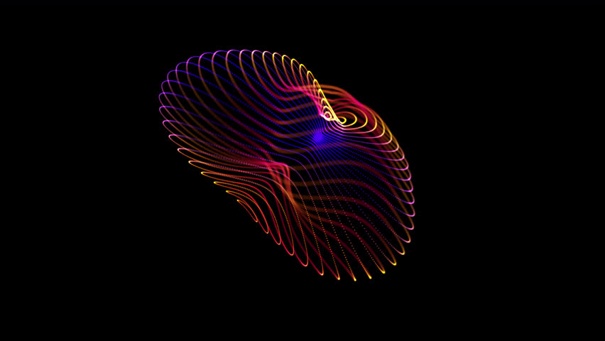 Abstract colored sphere made of lines. 3d video animation of surreal mystic alien ball sphere wavy lines. translucent material with laser plasma lines around in rainbow color. Seamless looping