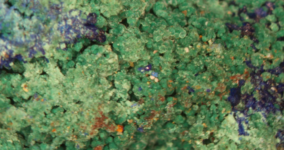Malachite and azurite on rock under the Microscope