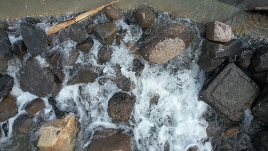 Aerial video of a new water dam opening in the Tiberias area, Israel