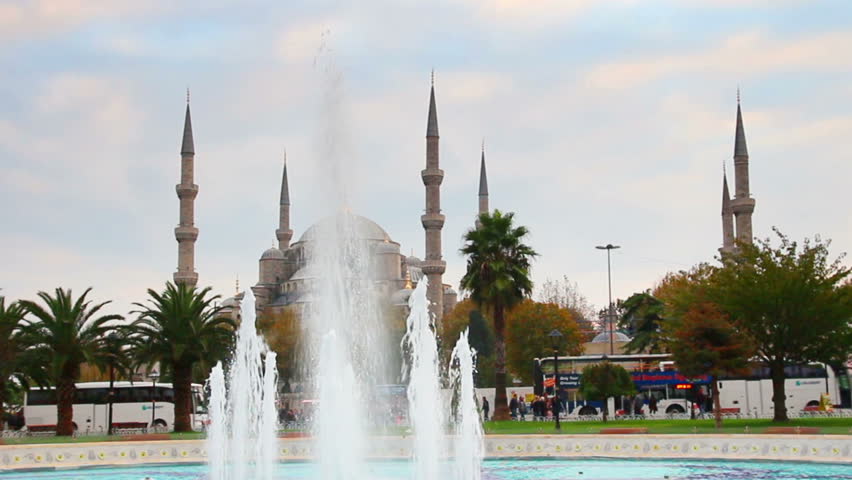 sultanahmet mosque and fountain in istanbul turkey