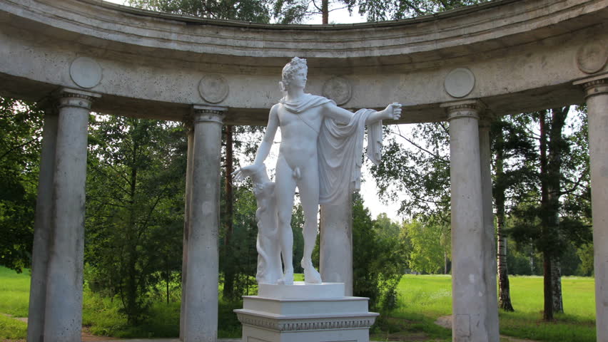apollo colonnade in Pavlovsk park St. Petersburg Russia - timelapse in motion