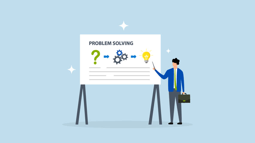 Problem solving skill,  4k animation of Entrepreneur demonstrates issue resolution process on whiteboard.  - Powered by Shutterstock - Get 15% off with code: PIKWIZARD15