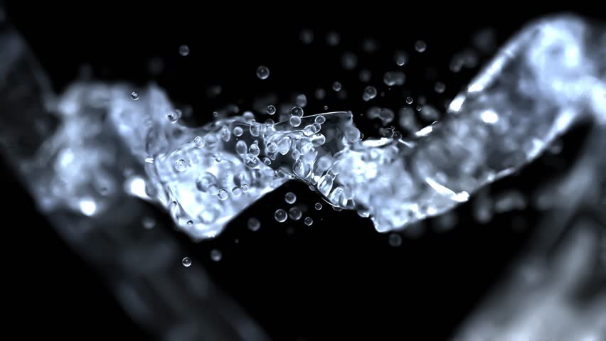 DNA molecule from water. has water splash appearance, transparent. can be used in education, science or medicine industry background. On black background and Green Screen. 3D Render.	