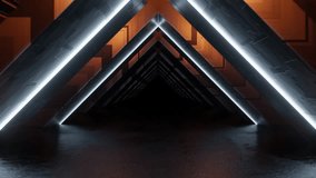 Futuristic Triangular Corridor with Glowing Lights 4k 60fps looping animation - Powered by Shutterstock - Get 15% off with code: PIKWIZARD15