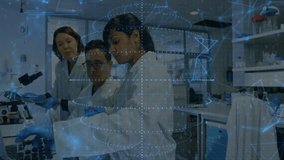 Scientists working in laboratory with digital data and coding overlay animation. Science, technology, innovation, research, analysis, laboratory equipment - Powered by Shutterstock - Get 15% off with code: PIKWIZARD15