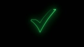 A neon green glowing right checkmark animation on a black background, perfect for digital UI, confirmation, success, and approval concepts. - Powered by Shutterstock - Get 15% off with code: PIKWIZARD15
