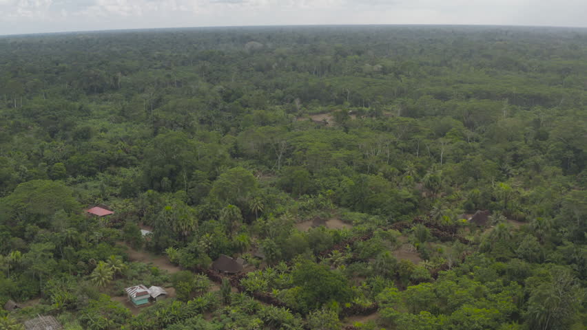 Aerial shot, Amazon community, Ecuador