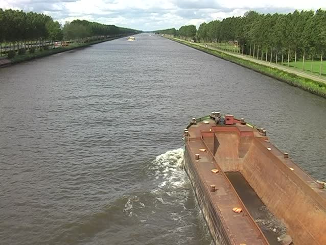 Push-boat on Amsterdam Rijnkanaal in the Netherlands