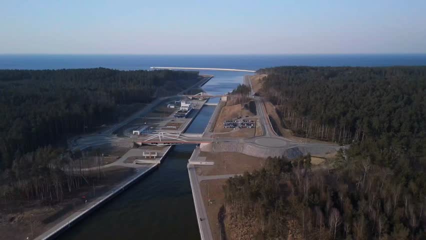Shipping canal and bridges Baltic Sea .
