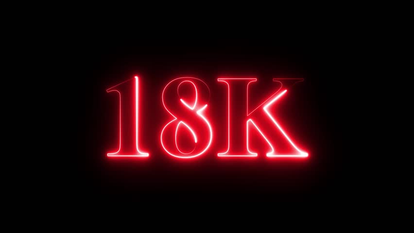 18k text font with neon effect,18k followers, Thank You, social media post. Thank you followers congratulation card. Achievement in 19K followers Congratulating networking thanks.
