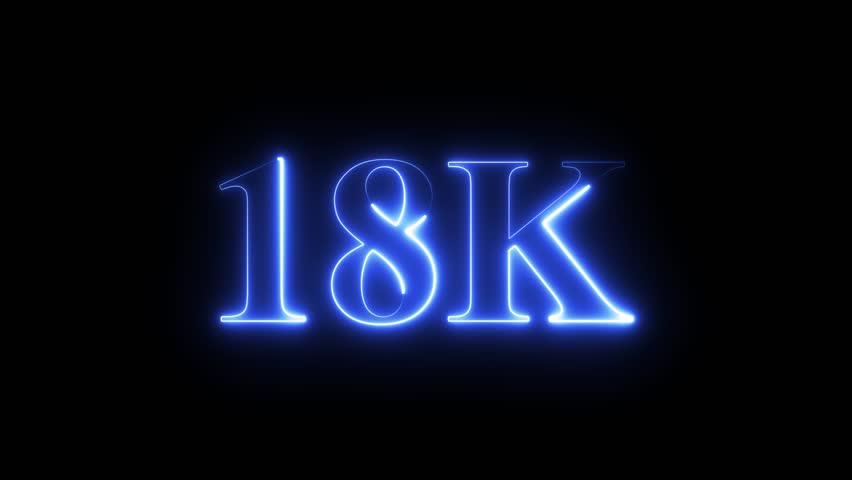 18k text font with neon effect,18k followers, Thank You, social media post. Thank you followers congratulation card. Achievement in 19K followers Congratulating networking thanks.