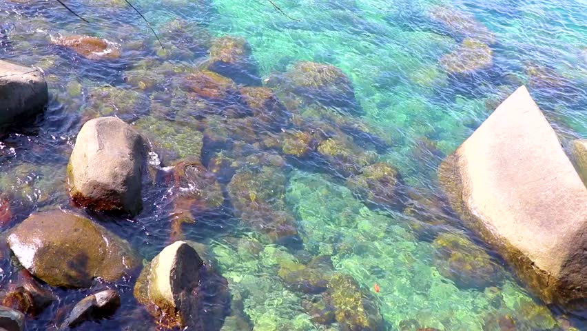 Beautiful amazing little small sandy beach tropical landscape panorama view with turquoise blue water waves and rocks of the Khao Lak Lam Ru National Park Khuekkhak Phang Nga Thailand.