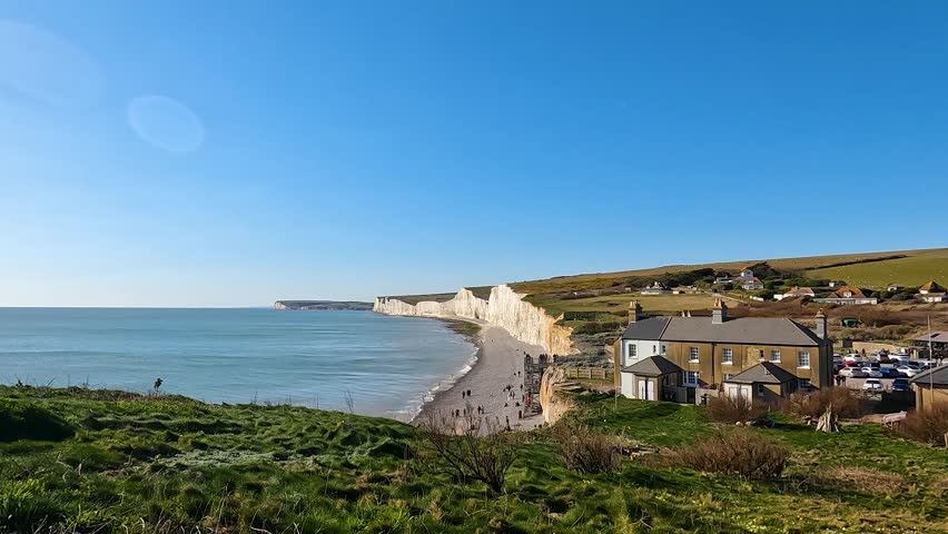 16 March 2025 Birling Gap, UK is part of the famous Seven Sisters and a beautiful location where the South Downs.It’s a popular tourist destination due to it’s towering white chalk cliffs and beach.