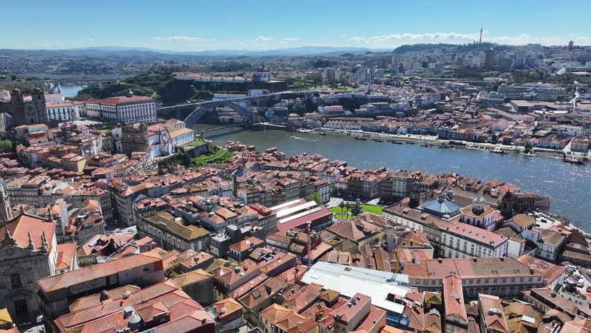 Porto Skyline At Porto In District Of Porto Portugal. Downtown District. Medieval Buildings. Historical City Scene. Porto Skyline In Portugal. Portugal Skyline. Travel Landscape.