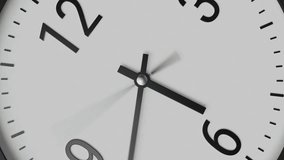 Close-up macro shot time-lapse of black and white classic wall clock, soft sunlight, camera locked on moving minute hand, rotation, clock rotating - Powered by Shutterstock - Get 15% off with code: PIKWIZARD15