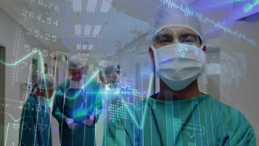 In school, medical team analyzing data graphs with animation of world map overlay. Healthcare, analysis, technology, research, innovation, collaboration - Powered by Shutterstock - Get 15% off with code: PIKWIZARD15