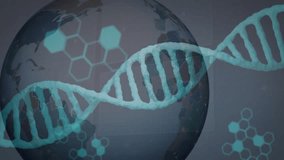 Scientific data processing animation with DNA strand and binary coding elements. Science, technology, genetics, bioinformatics, digital, futuristic - Powered by Shutterstock - Get 15% off with code: PIKWIZARD15